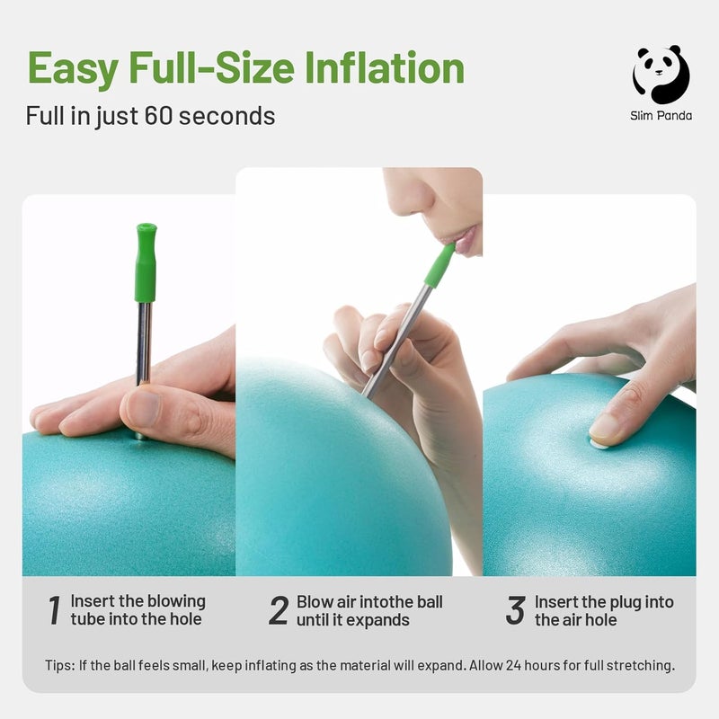 Slim Panda Pilates Ball, 9 Inch Small Exercise Ball, Anti Burst Mini Yoga Ball for Stability, Workout, Barre, Core Strength, Physical Therapy, Balance, Stretching - Image 4